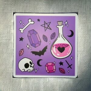 Purple Square Skull Potion Gems Bat Spooky Pastel Goth Cute Creepy Punk Scary